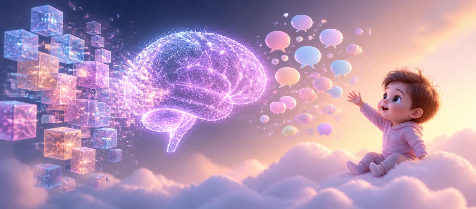 Generative AI visualization flowing to a child